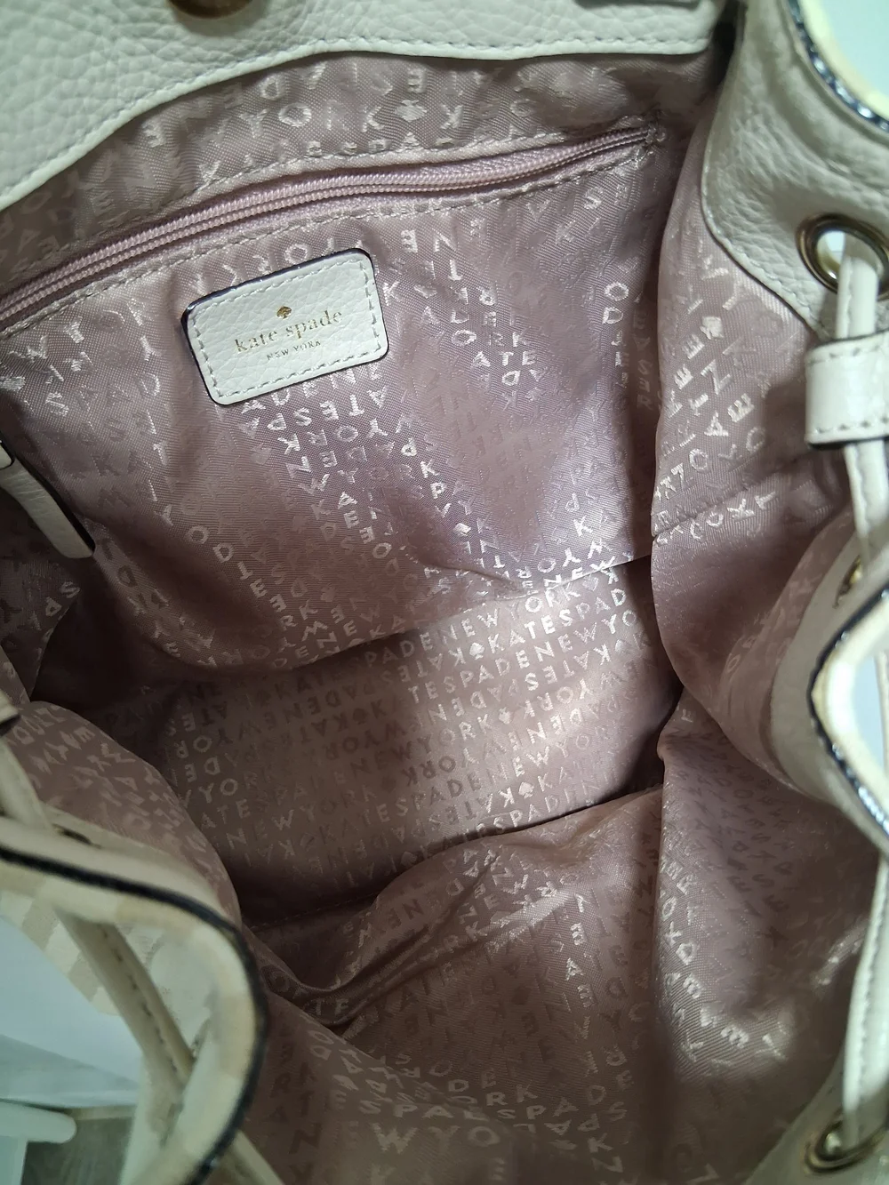 kate spade Cream and Light Beige Striped Mini Backpack